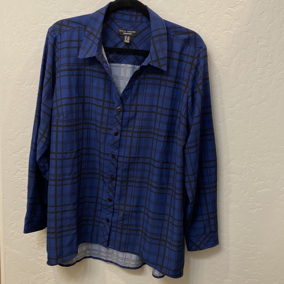 Susan Graver Tops - Susan Graver weekend Petit plaid woven tunic shirt